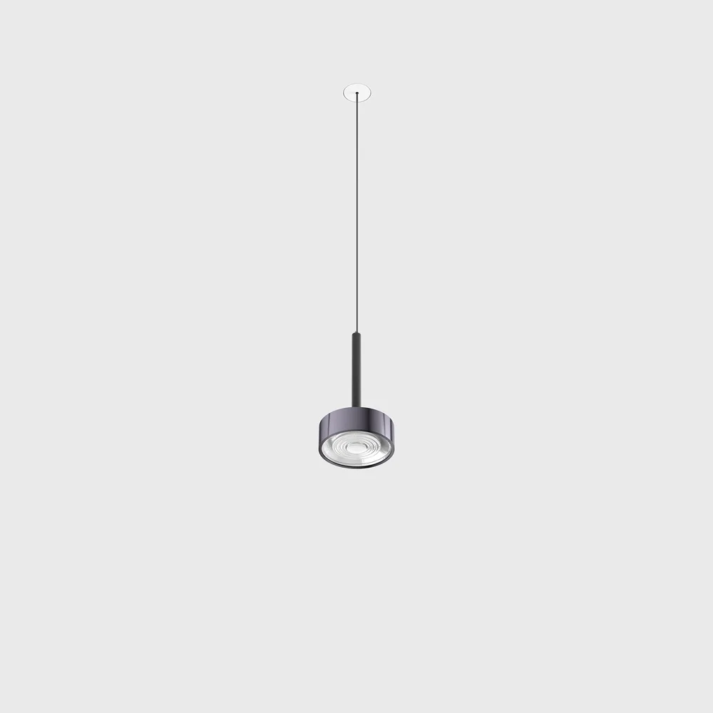 03.7531.7.930.BK_DB_1 Pendant luminaire with recessed trimless base SOL MINI P NANO, D75mm, H135mm, CREE LED 7W, 610Lm, 3000K, 24°, CRI>90, driver 700mA included, IP20, black/diamond black color - imagine 1
