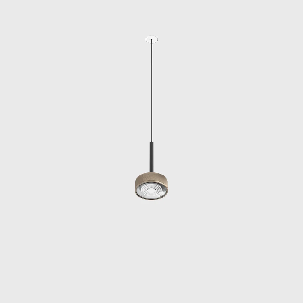 03.7531.7.930.BK_SBG_1 Pendant luminaire with recessed trimless base SOL MINI P NANO, D75mm, H135mm, CREE LED 7W, 610Lm, 3000K, 24°, CRI>90, driver 700mA included, IP20, black/sahara beige color - imagine 1