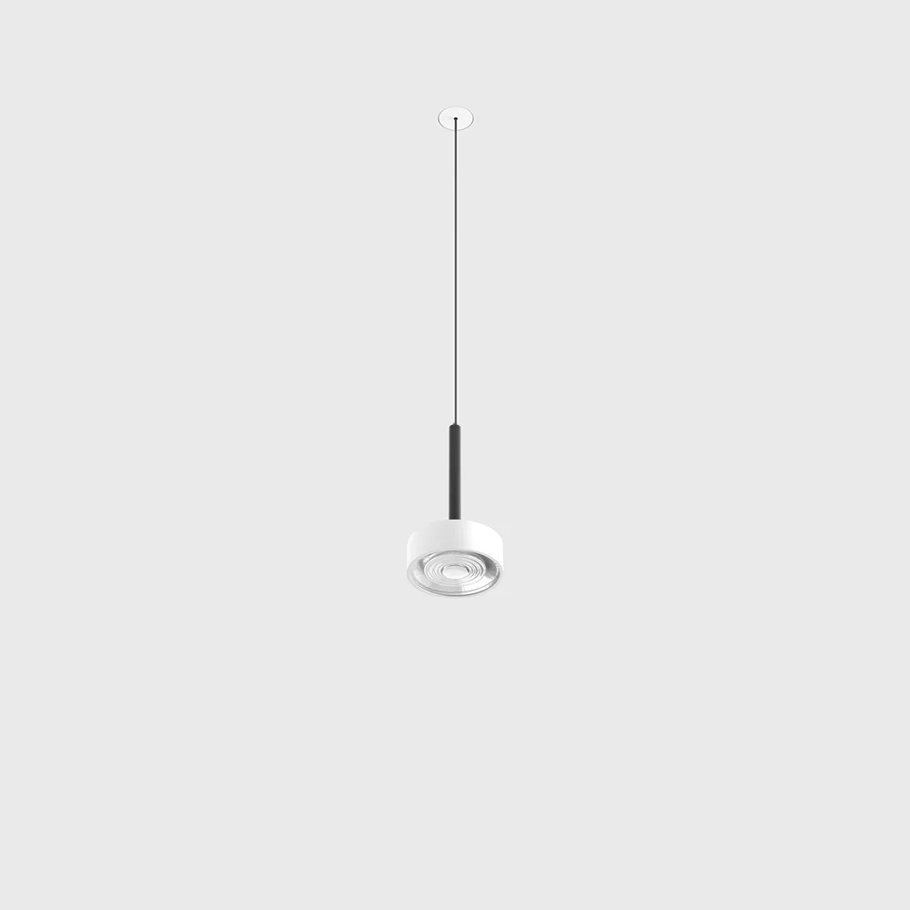 03.7531.7.930.BK_WH_1 Pendant luminaire with recessed trimless base SOL MINI P NANO, D75mm, H135mm, CREE LED 7W, 610Lm, 3000K, 24°, CRI>90, driver 700mA included, IP20, black/white color — изображение 1