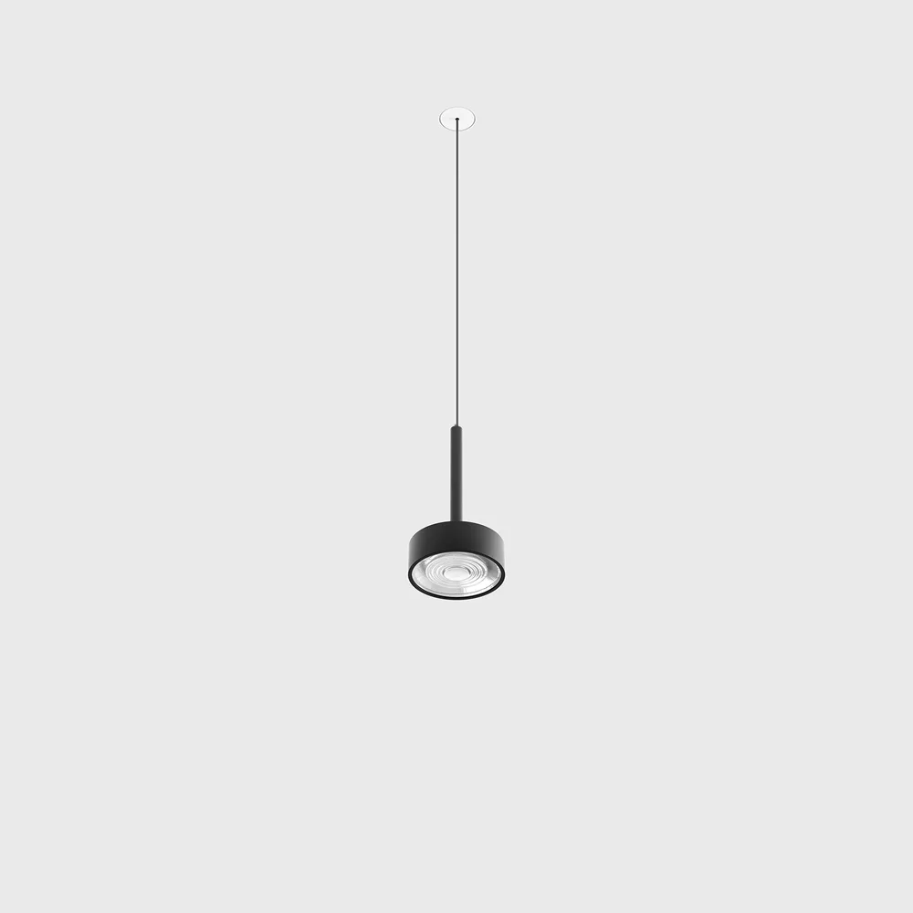 03.7531.7.940.BK_1 Pendant luminaire with recessed trimless base SOL MINI P NANO, D75mm, H135mm, CREE LED 7W, 610Lm, 4000K, 24°, CRI>90, driver 700mA included, IP20, black color — изображение 1
