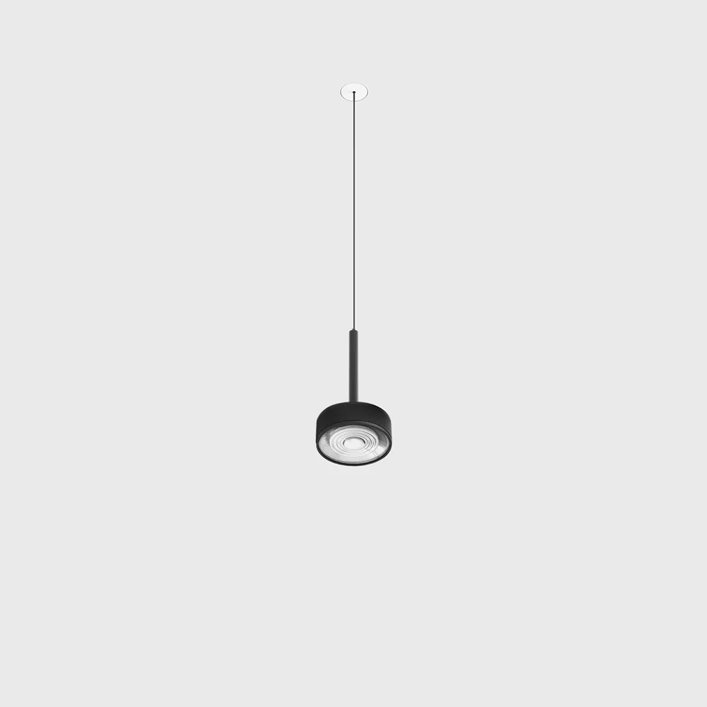 03.7531.7.940.BK_BKG_1 Pendant luminaire with recessed trimless base SOL MINI P NANO, D75mm, H135mm, CREE LED 7W, 610Lm, 4000K, 24°, CRI>90, driver 700mA included, IP20, black color - imagine 1