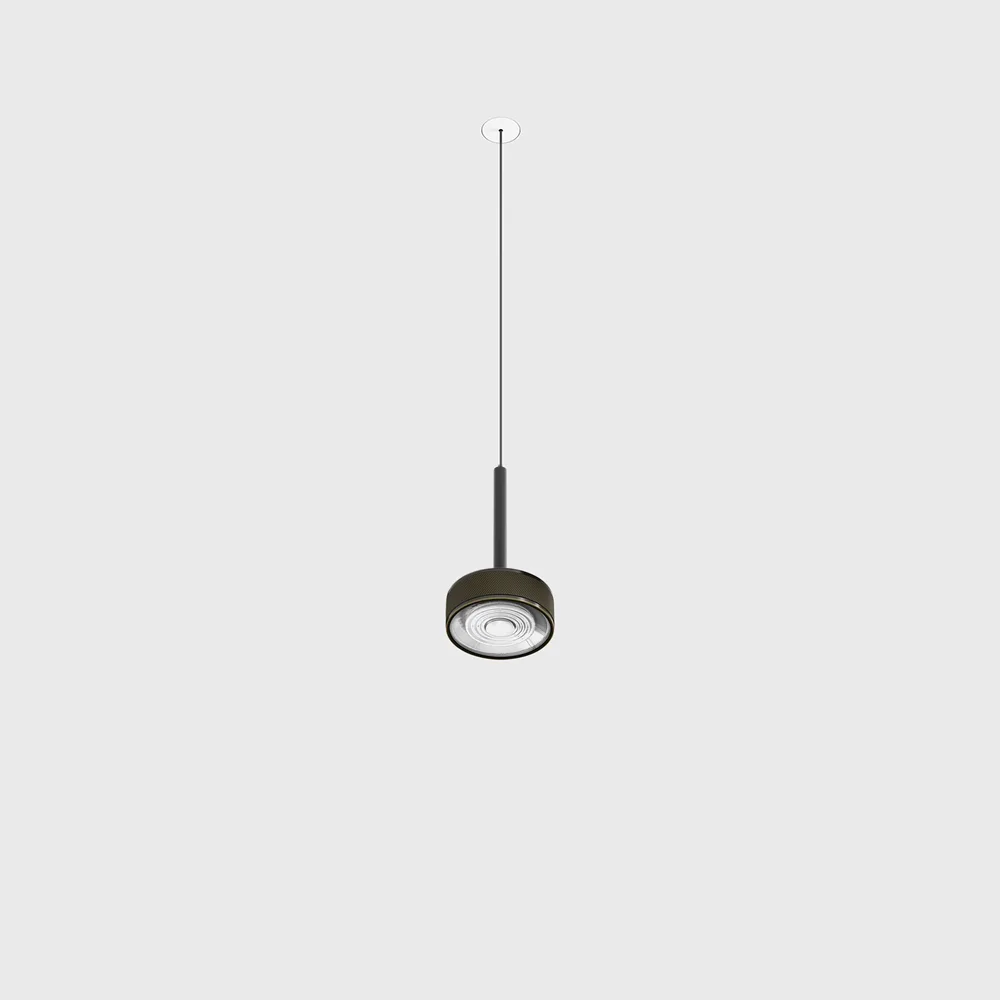 03.7531.7.940.BK_BZG_1 Pendant luminaire with recessed trimless base SOL MINI P NANO, D75mm, H135mm, CREE LED 7W, 610Lm, 4000K, 24°, CRI>90, driver 700mA included, IP20, black/bronze color - imagine 1