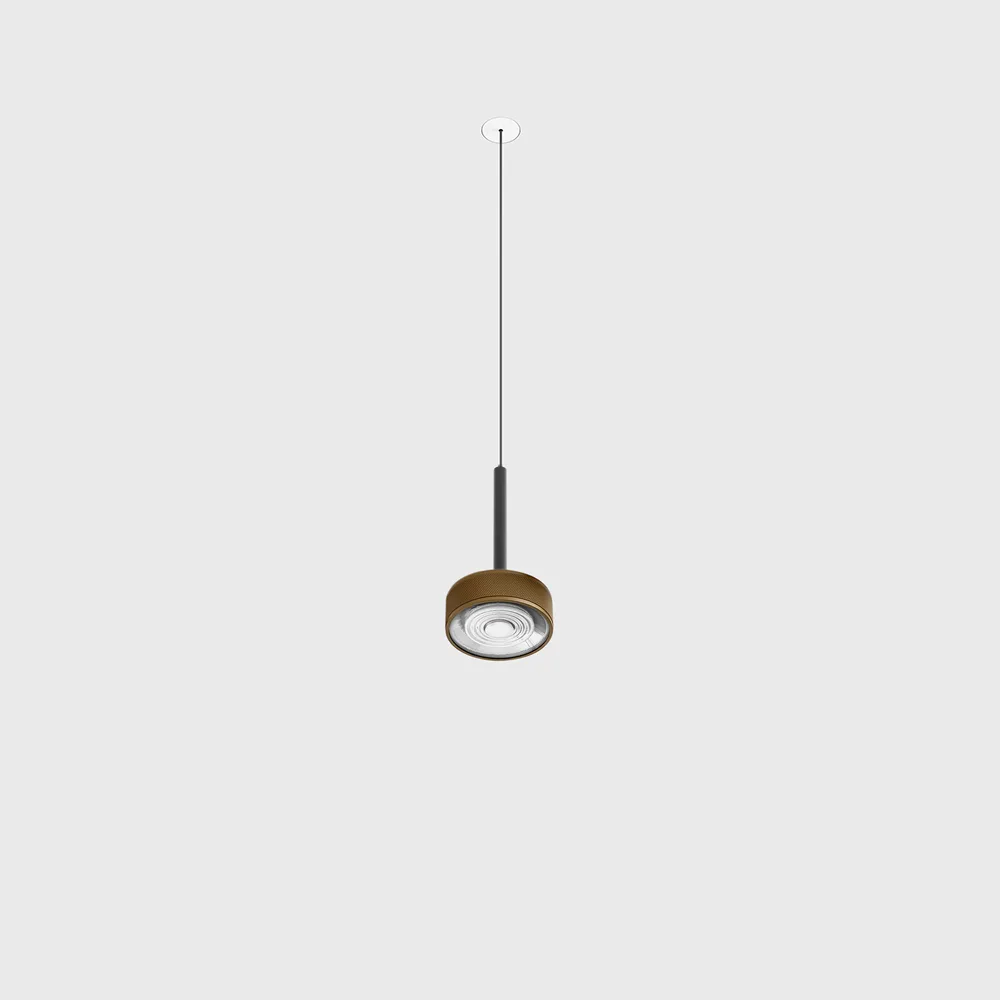 03.7531.7.940.BK_CFG_1 Pendant luminaire with recessed trimless base SOL MINI P NANO, D75mm, H135mm, CREE LED 7W, 610Lm, 4000K, 24°, CRI>90, driver 700mA included, IP20, black/coffee color - imagine 1
