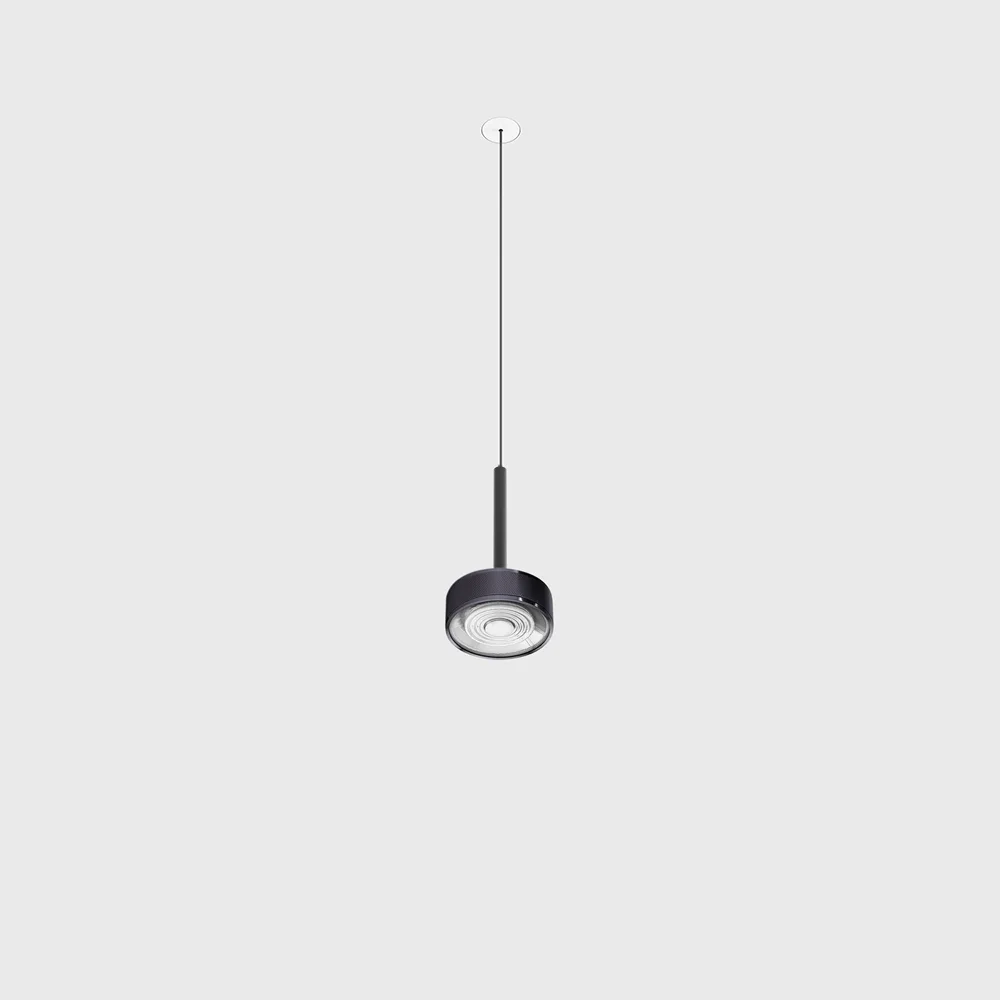 03.7531.7.940.BK_DBG_1 Pendant luminaire with recessed trimless base SOL MINI P NANO, D75mm, H135mm, CREE LED 7W, 610Lm, 4000K, 24°, CRI>90, driver 700mA included, IP20, black/diamond black color - imagine 1