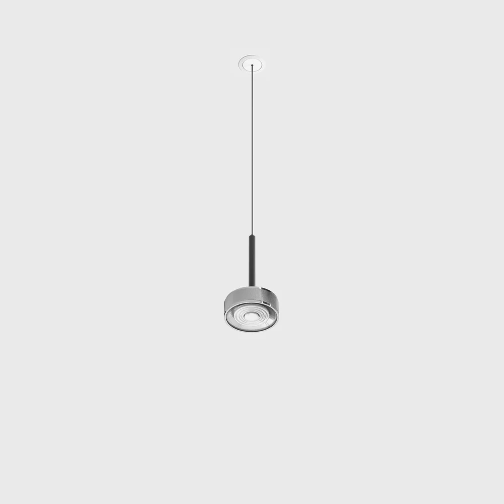 03.7532.7.930.BK_CRG_1 Pendant luminaire with recessed base with frame SOL MINI P NANO, D75mm, H135mm, CREE LED 7W, 610Lm, 3000K, 24°, CRI>90, driver 700mA included, IP20, black/chrome color - imagine 1