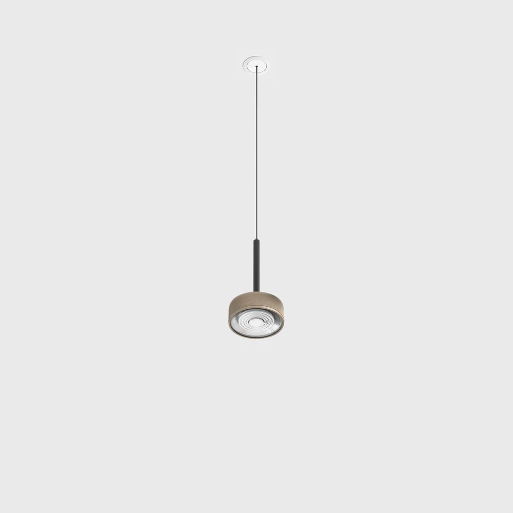 03.7532.7.930.BK_SBG_1 Pendant luminaire with recessed base with frame SOL MINI P NANO, D75mm, H135mm, CREE LED 7W, 610Lm, 3000K, 24°, CRI>90, driver 700mA included, IP20, black/sahara beige color - imagine 1
