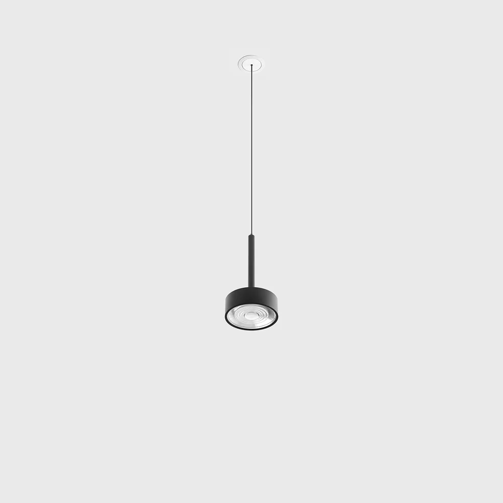 03.7532.7.940.BK_1 Pendant luminaire with recessed base with frame SOL MINI P NANO, D75mm, H135mm, CREE LED 7W, 610Lm, 4000K, 24°, CRI>90, driver 700mA included, IP20, black color - imagine 1