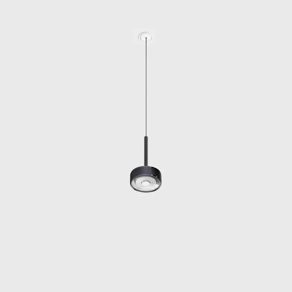 03.7532.7.940.BK_DBG_1 Pendant luminaire with recessed base with frame SOL MINI P NANO, D75mm, H135mm, CREE LED 7W, 610Lm, 4000K, 24°, CRI>90, driver 700mA included, IP20, black/diamond black color — изображение 1