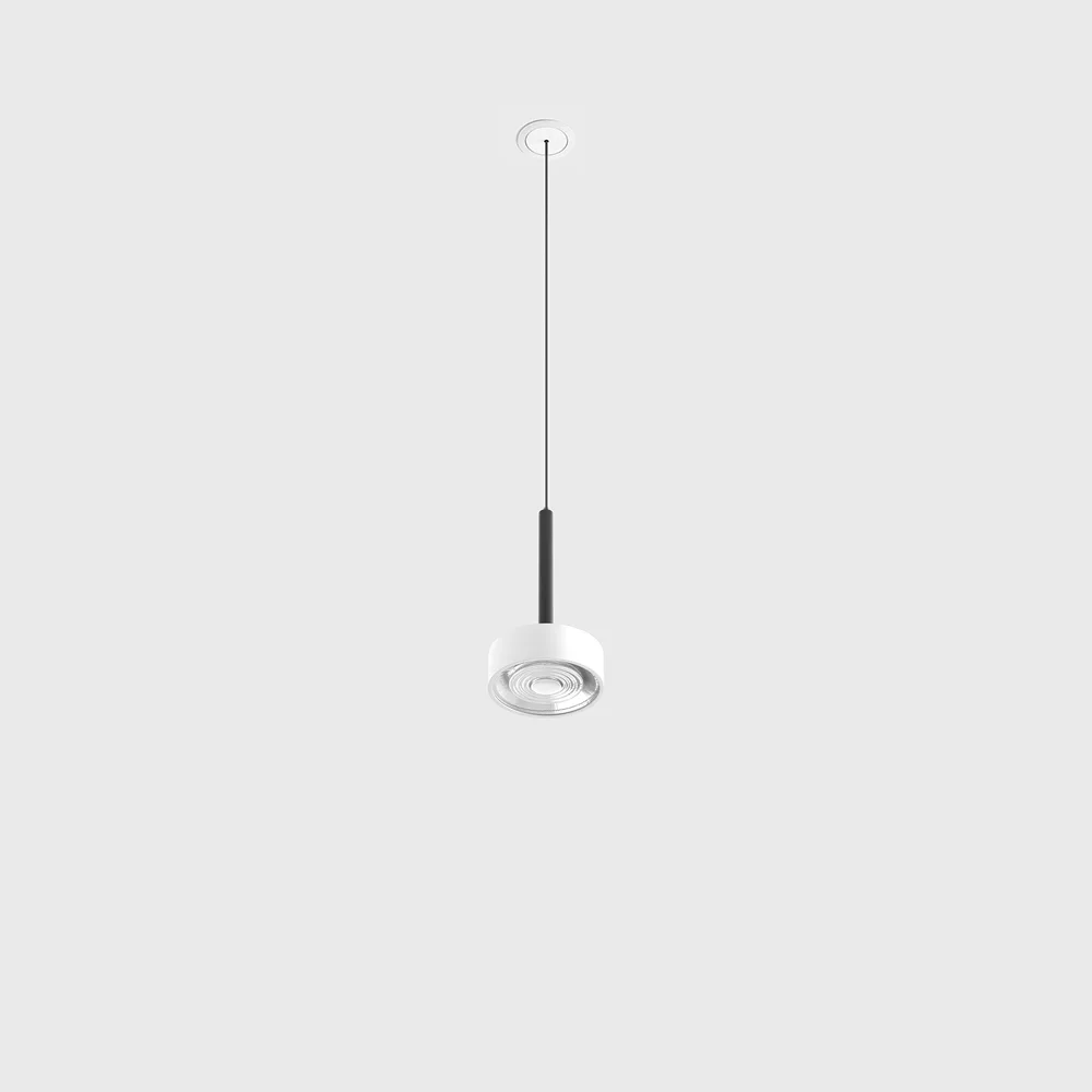 03.7532.7.940.BK_WH_1 Pendant luminaire with recessed base with frame SOL MINI P NANO, D75mm, H135mm, CREE LED 7W, 610Lm, 4000K, 24°, CRI>90, driver 700mA included, IP20, black/white color - imagine 1