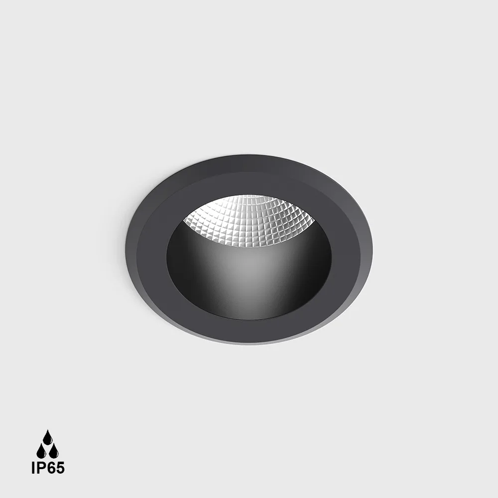 08.0667.6.930.GR_1 Ceiling recessed luminaire with frame RAIN IP, D60mm, H67mm, LED 6.3W, 516Lm, 3000K, 50°, CRI>90, 700mA driver not included, 220-240V, IP65, transparent glass, graphite color - imagine 1