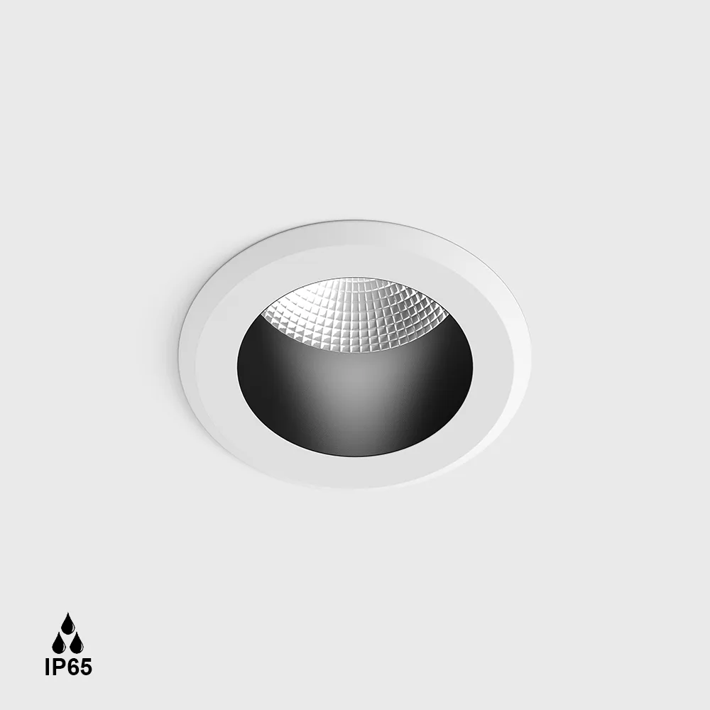 08.0667.6.930.WH_1 Ceiling recessed luminaire with frame RAIN IP, D60mm, H67mm, LED 6.3W, 516Lm, 3000K, 50°, CRI>90, 700mA driver not included, 220-240V, IP65, transparent glass, white color — изображение 1