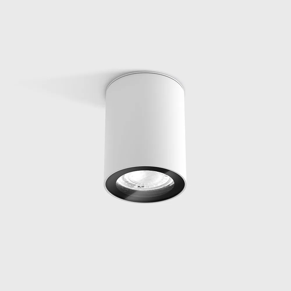 08.1100.7.000.WH_1 Surface-mounted ceiling luminaire KASK, D68mm, H90mm, GU10 max.7W LED (not included), IP65, transparent glass, white color - imagine 1