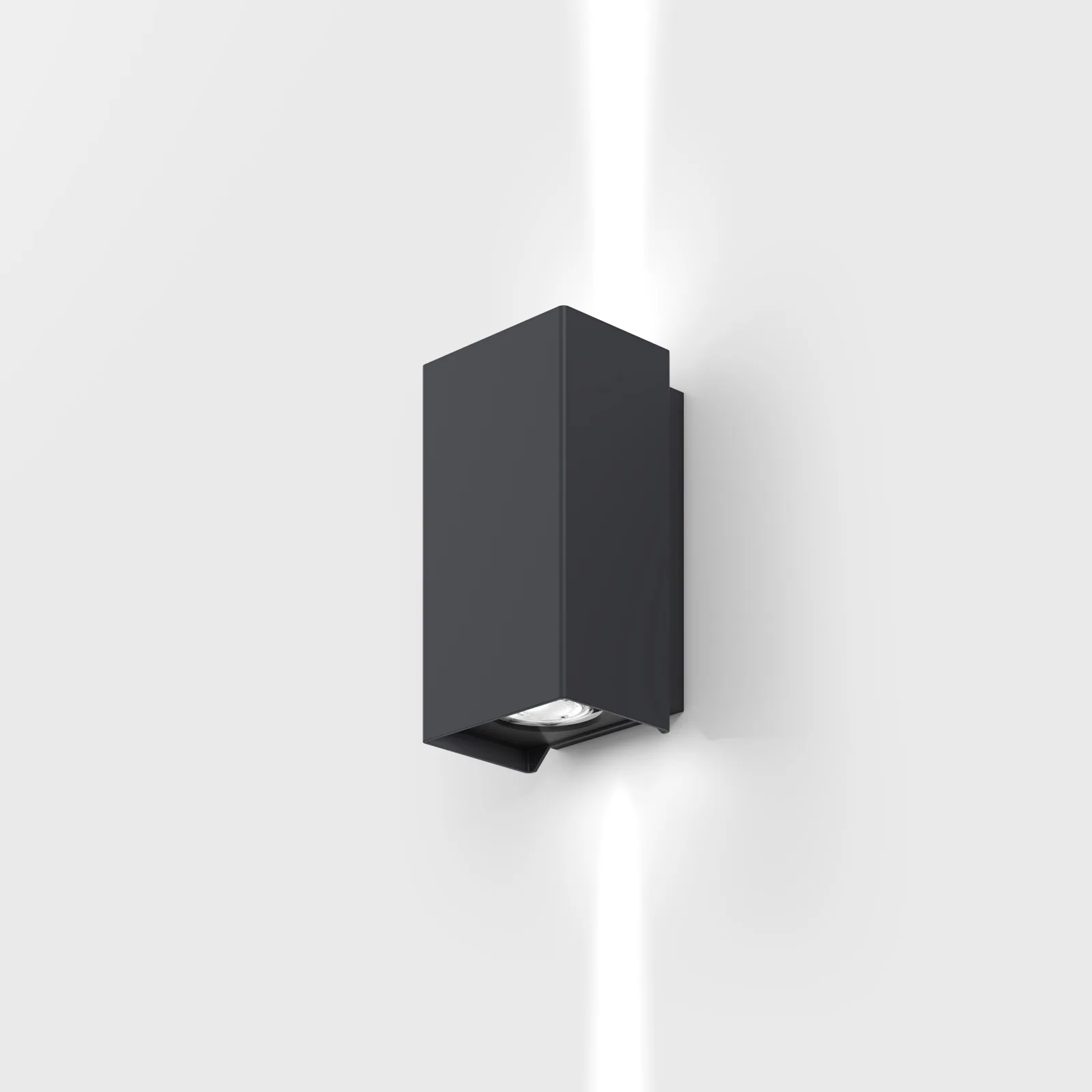 08.2003.8.930.GR_1 Wall surface-mounted BRICK 2, L70mm, SP63mm, H130mm, 2хLED 4W, 3000K, 2x314Lm, 2x7°, CRI>90, 220-240V, IP65, transparent glass, graphite color - imagine 1