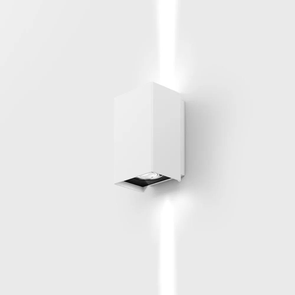 08.2003.8.930.WH_1 Wall surface-mounted BRICK 2, L70mm, SP63mm, H130mm, 2хLED 4W, 3000K, 2x314Lm, 2x7°, CRI>90, 220-240V, IP65, transparent glass, white color - imagine 1