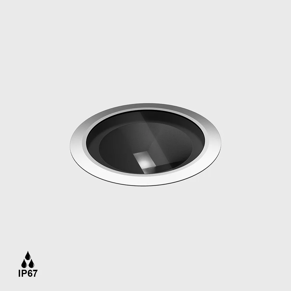 08.4012.6.930.SS_.WW_1 In-ground luminaire wall washer UPP77 WW, D77mm, H102.5mm, LED 6.2W, 3000K, 27x42°, 503Lm, CRI>90, DC 48V driver not included, IP67, IK09, transparent glass, stainless steel - imagine 1