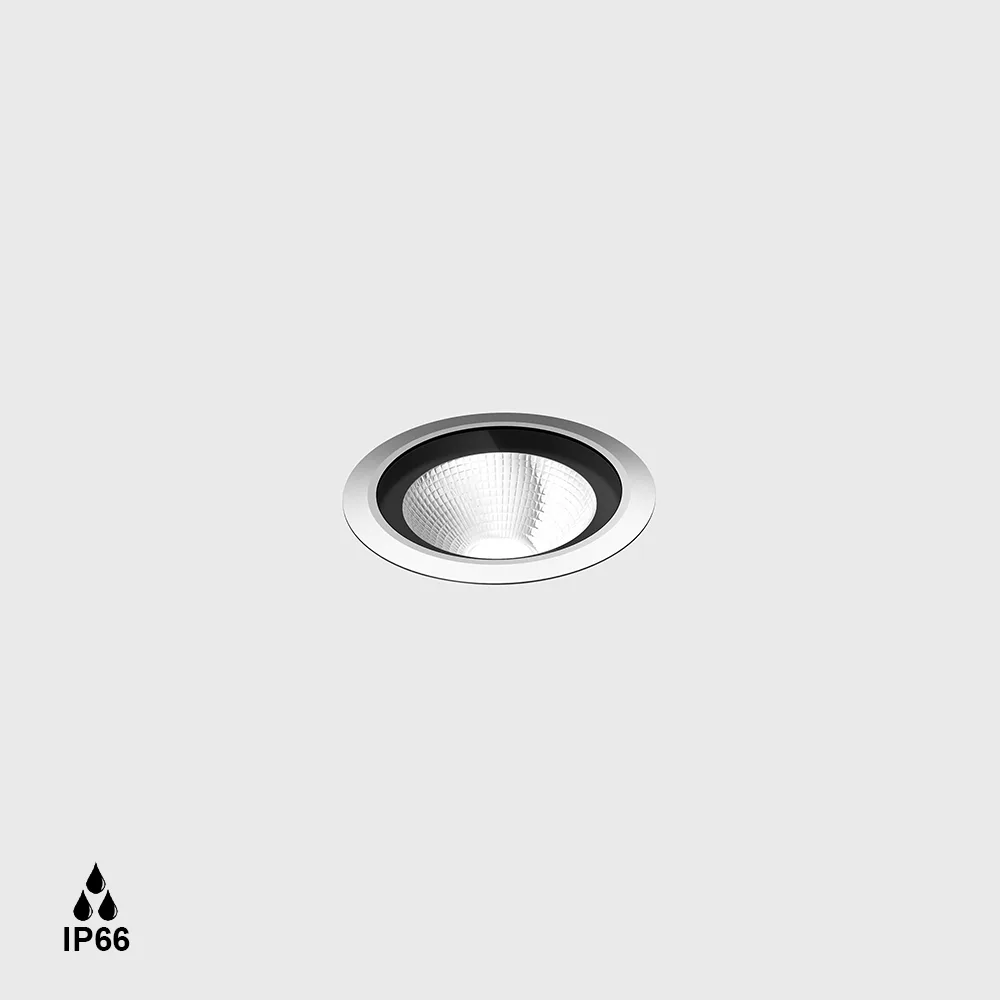 08.4013.R6.930.SS_.30_1 In-ground luminaire symmetrical UPP 220-240V, D75mm, H122mm, LED 6.3W, 3000K, 30°, 532Lm, CRI>90, 220-240V, IP66, IK07, transparent glass, stainless steel - imagine 1