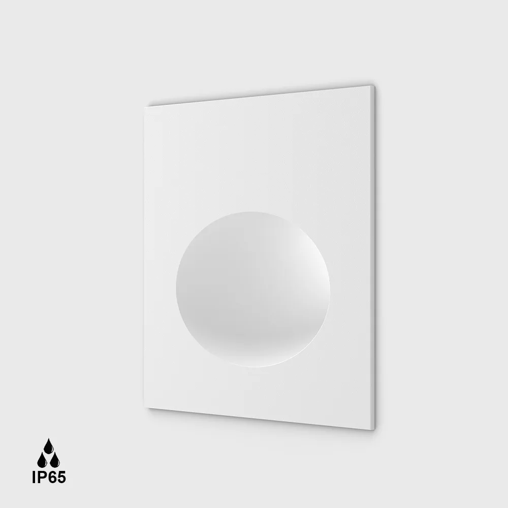 08.5239.S2.927.WH_1 Recessed wall-mounted IN WALL IP, L52mm, H52mm, SP39mm, CREE LED 2.1W, 2700K, 25°x30°, 21Lm, CRI>90, 700mA driver not included, with recessed box, wire 1000mm, IP65, transparent glass, white color - imagine 1