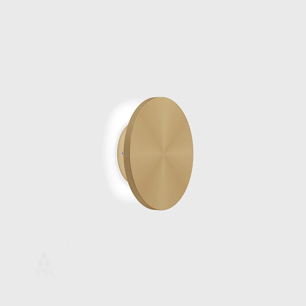 10.0150.8.930.CG_1 Surface-mounted wall luminaire BUTTON RS, D150mm, SP45mm, LED 8W, 3000K, 720Lm, CRI>90, IP54, 220-240V, opal, champagne gold color — изображение 1