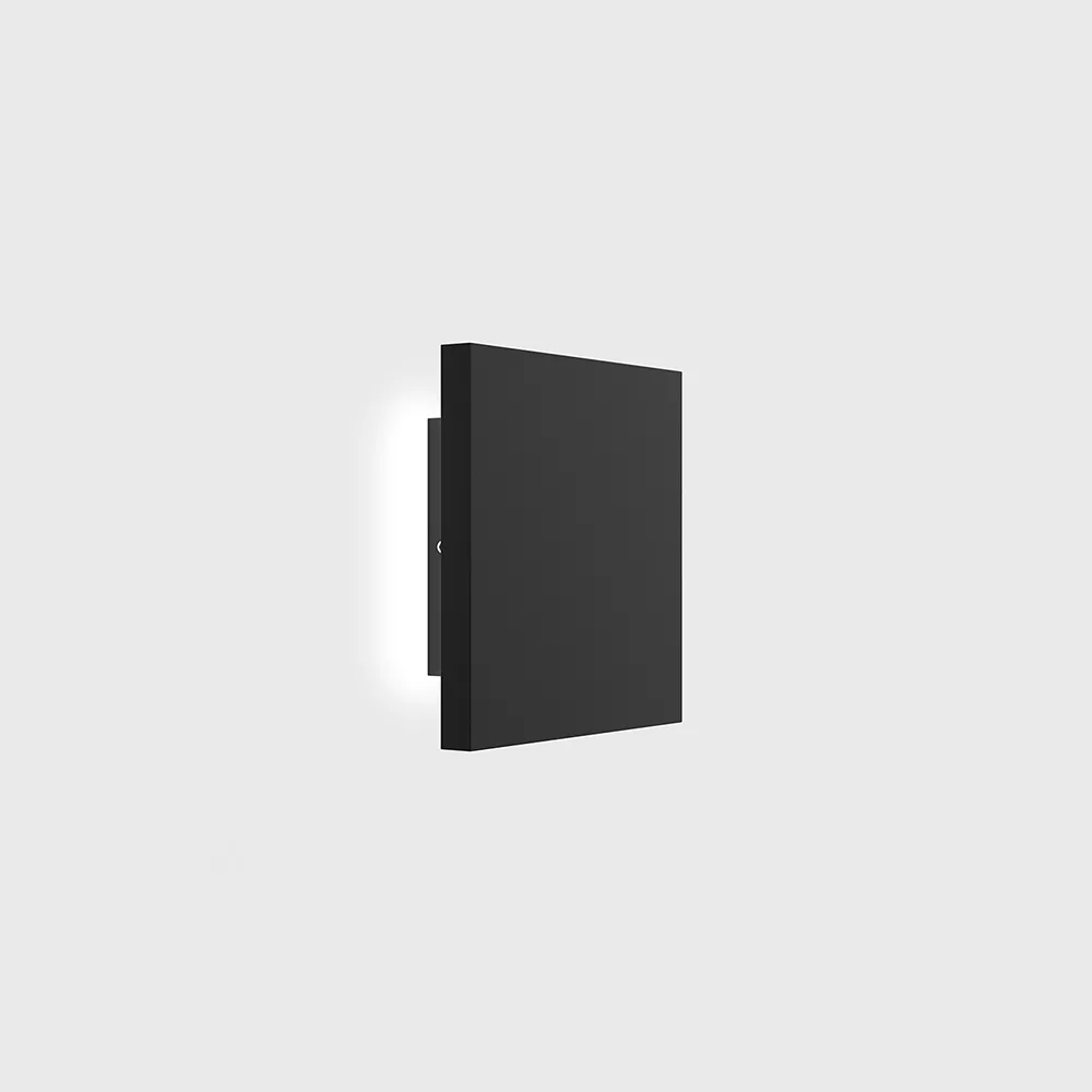 10.0200.15.930.BK_1 Surface-mounted wall luminaire BUTTON SM, L150mm, H150mm, SP40mm, LED 14.4W, 3000K, 720Lm, CRI>90, IP65, 220-240V, opal, black color - imagine 1