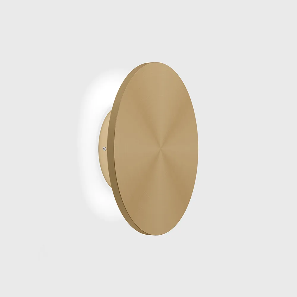 10.0220.14.930.CG_1 Surface-mounted wall luminaire BUTTON RM, D230mm, SP60mm, LED 14W, 3000К, 960Lm, CRI>90, IP54, 220-240V, opal, champagne gold color - imagine 1