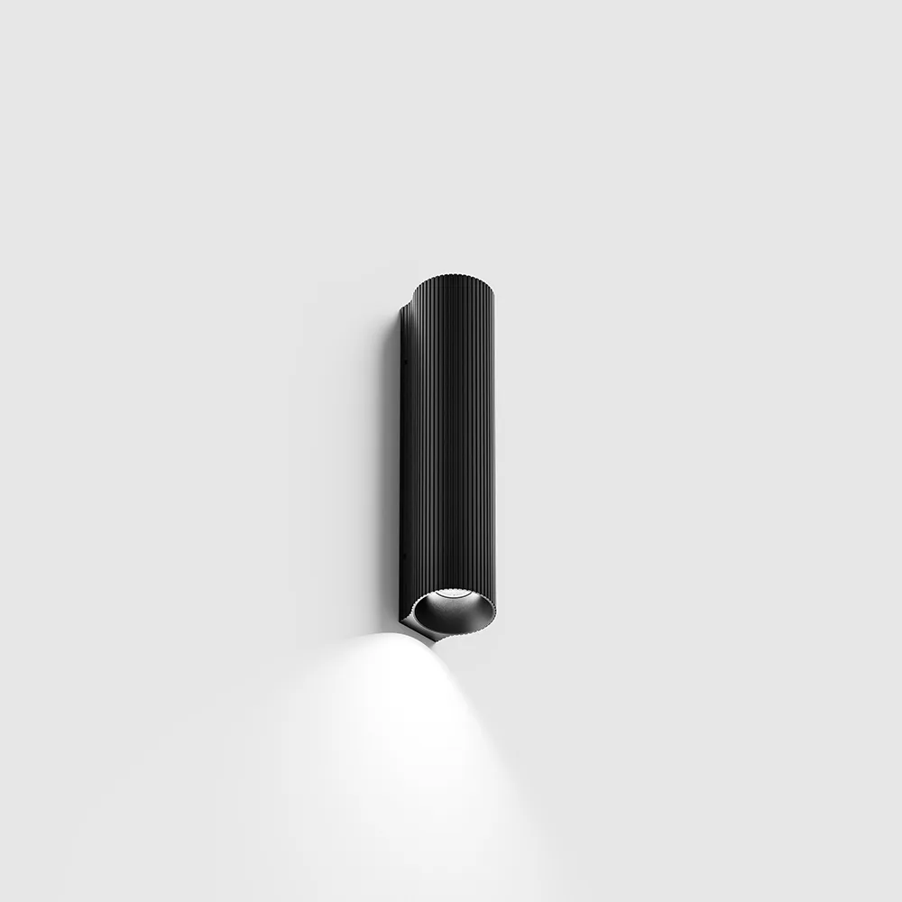 10.0314.3.930.BK_1 Surface-mounted wall luminaire WALL TUB S 150 RIB, down. D32mm, SP36.3mm, H150mm, CREE LED 3W, 3000K, 101Lm, 60°, CRI>90, 220-240V, IP20, black color - imagine 1