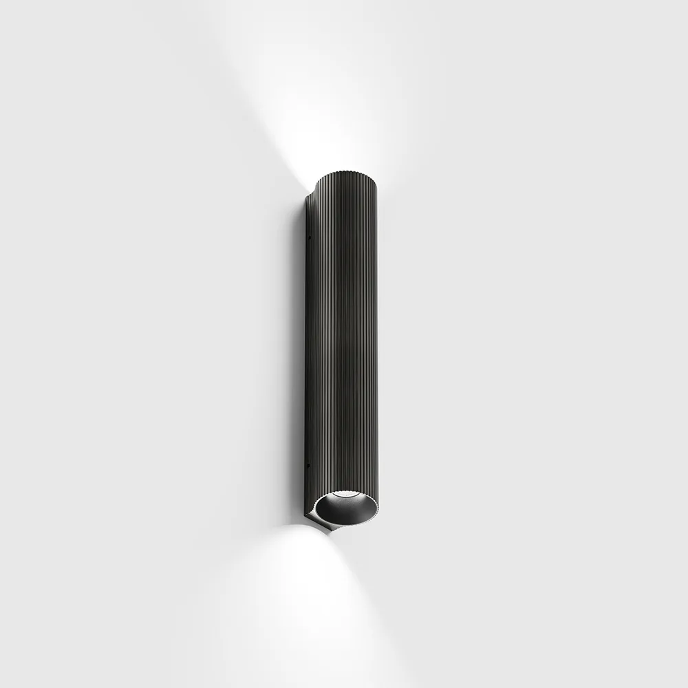 10.0318.6.930.MN_1 Surface-mounted wall luminaire WALL TUB S 200 RIB, up&down. D32mm, SP36.3mm, H200mm, CREE LED 2x3.3W, 3000K, 2x101Lm, 60°, CRI>90, 220-240V, IP20, midnight color - imagine 1