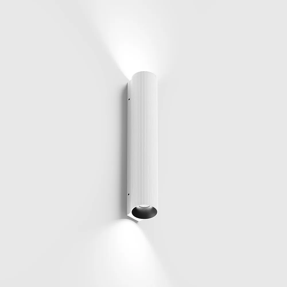 10.0318.6.930.WH_1 Surface-mounted wall luminaire WALL TUB S 200 RIB, up&down. D32mm, SP36.3mm, H200mm, CREE LED 2x3.3W, 3000K, 2x101Lm, 60°, CRI>90, 220-240V, IP20, white color - imagine 1