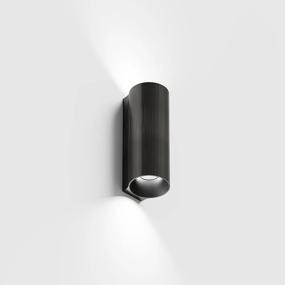 10.0513.9.930.MN_1 Surface-mounted wall luminaire WALL TUB M 140 RIB, up&down. D50mm, SP55mm, H140mm, CREE LED 2x4.5W, 3000K, 2x151Lm, 60°, CRI>90, 220-240V, IP20, midnight color - imagine 1