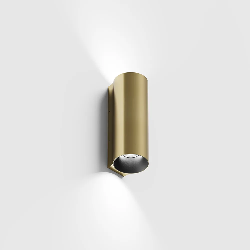 10.0515.9.930.BR_1 Surface-mounted wall luminaire WALL TUB M 140, up&down. D50mm, SP55mm, H140mm, CREE LED 2x4.5W, 3000K, 2x151Lm, 60°, CRI>90, 220-240V, IP20, brass color - imagine 1