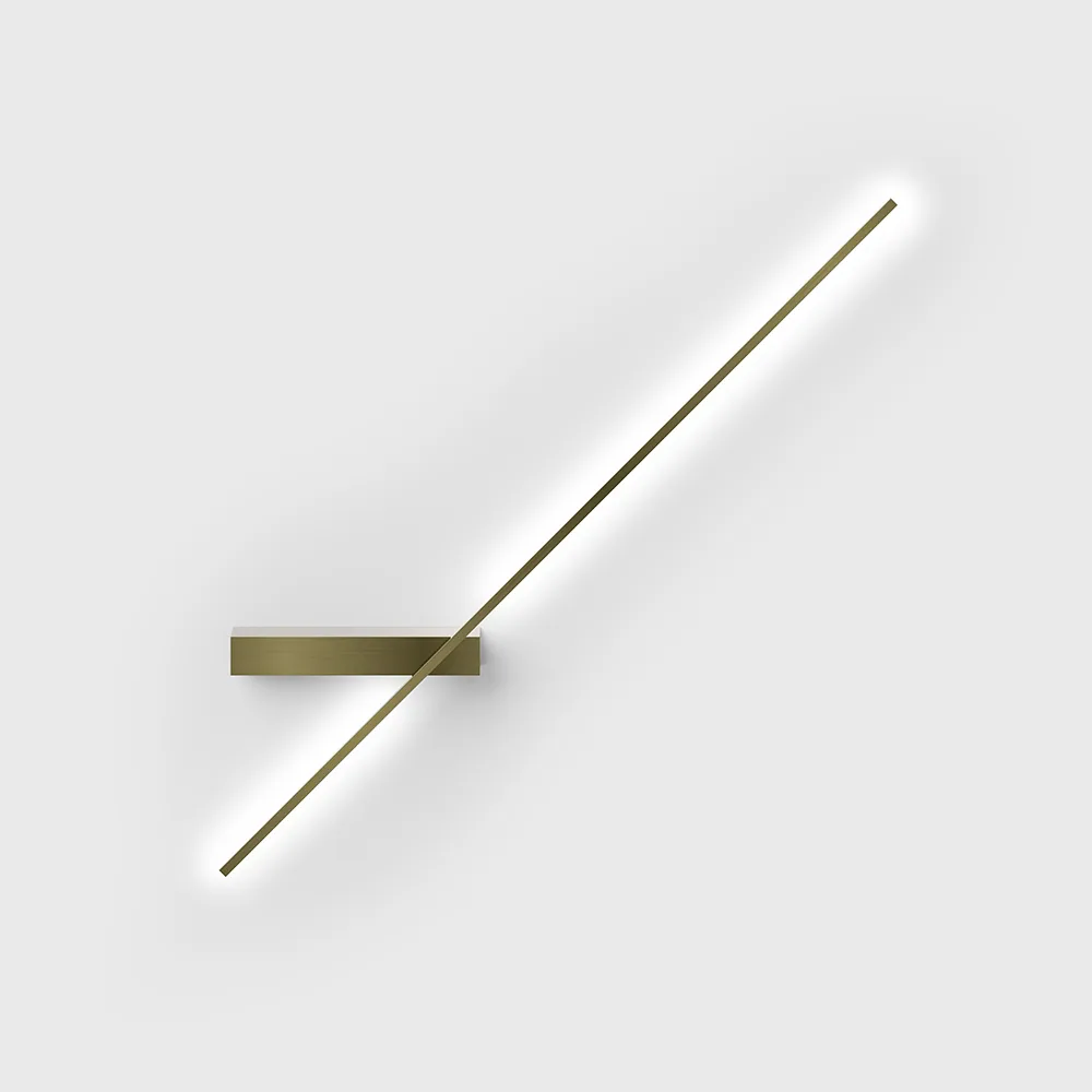 10.0969.9.930.BR_1 Adjustable surface-mounted wall luminaire ARROW M, L685mm, H180mm, SP47mm, LED 9W, 3000K, 310Lm, CRI>90, 250mA, DIM DALI, 220-240V, IP20, opal, brass color - imagine 1