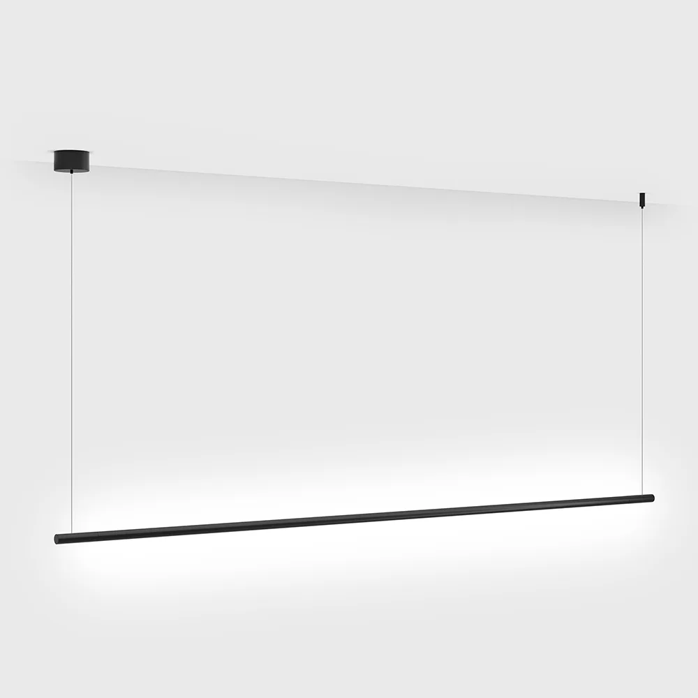 10.1511.10.930.BK_1 Suspended luminaire with surface-mounted base STRAW, L1221mm, D185mm, Bridgelux LED 10W, 800Lm, 3000K, 250°, CRI>90, driver 48V not included, IP20, opal, black color - imagine 1