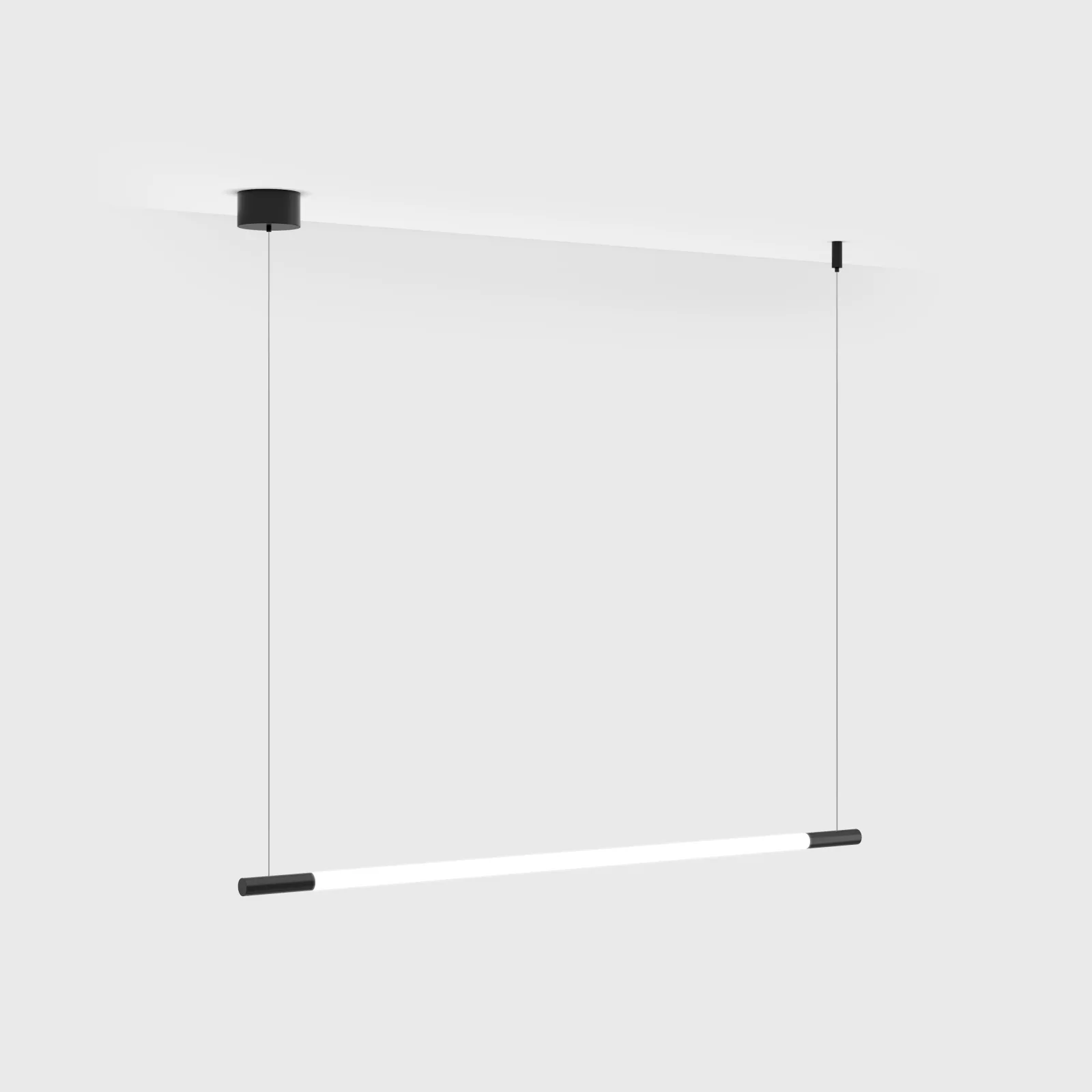 10.1570.5.930.BK_1 Suspended luminaire with surface-mounted base STRAW, L670mm, D15mm, Bridgelux LED 5W, 400Lm, 3000K, 250°, CRI>90, driver 48V not included, IP20, opal, black color - imagine 1