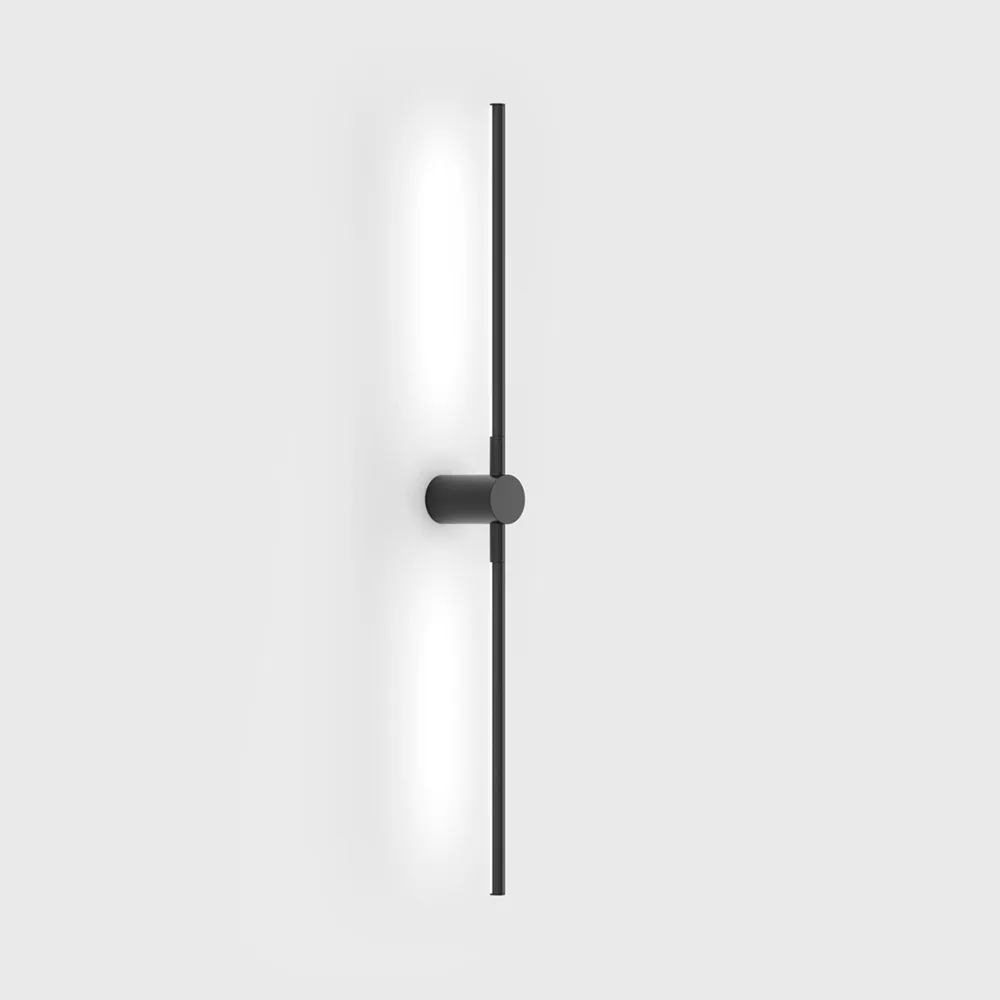 10.1576.6.930.BK_1 Adjustable surface-mounted wall luminaire STRAW, H766mm, SP90mm, W45mm, D15mm, LED 6W, 3000K, 413Lm, 250°, CRI>90, 220-240V, IP20, opal, black color - imagine 1