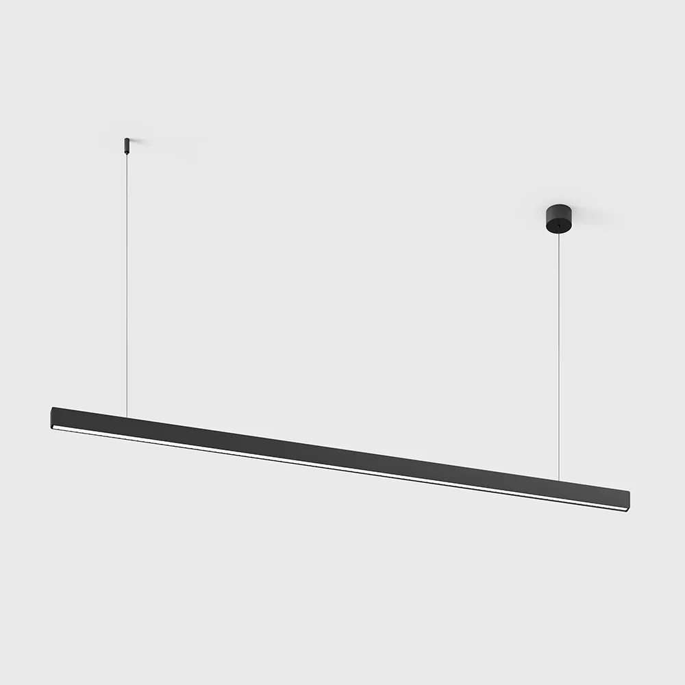 10.3525.25.930.BK_1 Suspended luminaire with surface-mounted base PRISMA LINE, L1185mm, H35mm, W15mm, LED 25W, 3000K, 2530Lm, 40°, CRI>90, driver 48V not included, IP20, black color — изображение 1