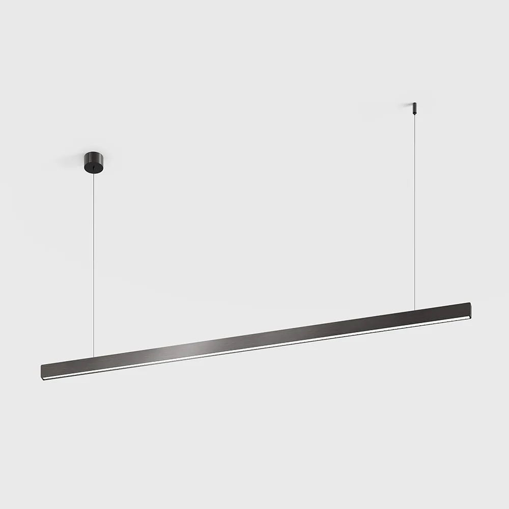 10.3525.25.930.MN_1 Suspended luminaire with surface-mounted base PRISMA LINE, L1185mm, H35mm, W15mm, LED 25W, 3000K, 2530Lm, 40°, CRI>90, driver 48V not included, IP20, midnight color - imagine 1