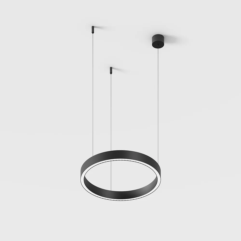 10.3540.17.930.BK_1 Suspended luminaire with surface-mounted base AURORA S, D345mm, H35mm, W15mm, LED 17W, 3000K, 1630Lm, 40°, CRI>90, driver 48V not included, IP20, black color - imagine 1