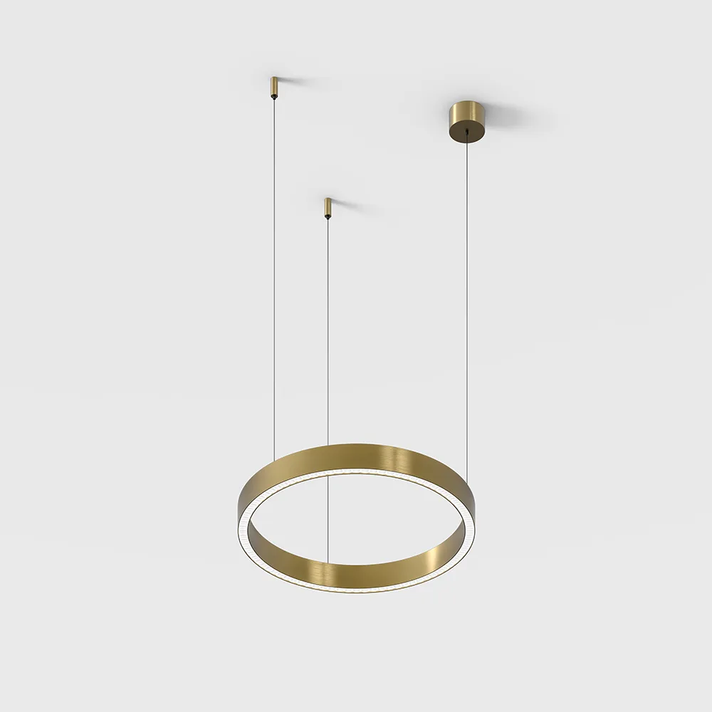 10.3540.17.930.BR_1 Suspended luminaire with surface-mounted base AURORA S, D345mm, H35mm, W15mm, LED 17W, 3000K, 1630Lm, 40°, CRI>90, driver 48V not included, IP20, brass color - imagine 1