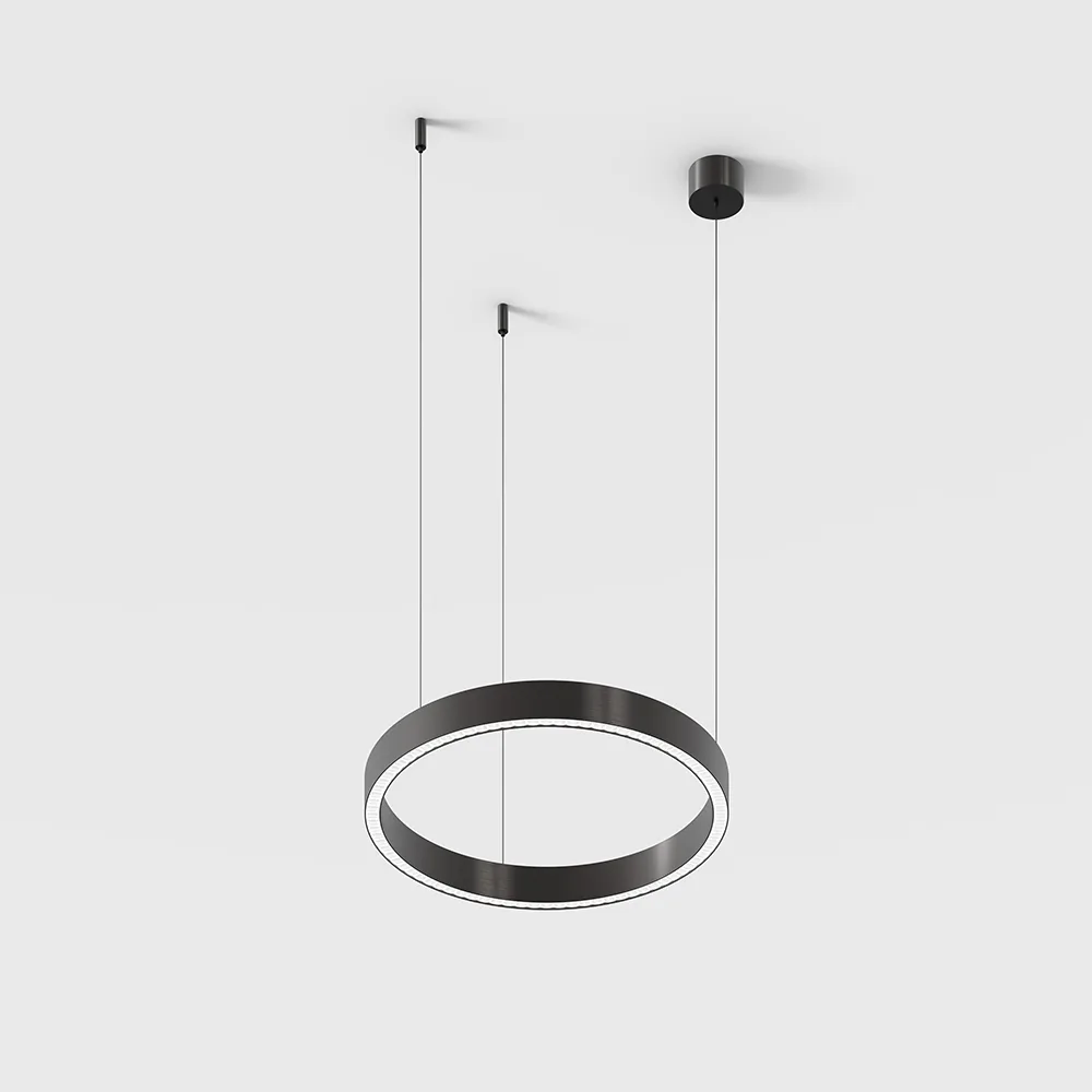 10.3540.17.930.MN_1 Suspended luminaire with surface-mounted base AURORA S, D345mm, H35mm, W15mm, LED 17W, 3000K, 1630Lm, 40°, CRI>90, driver 48V not included, IP20, midnight color - imagine 1