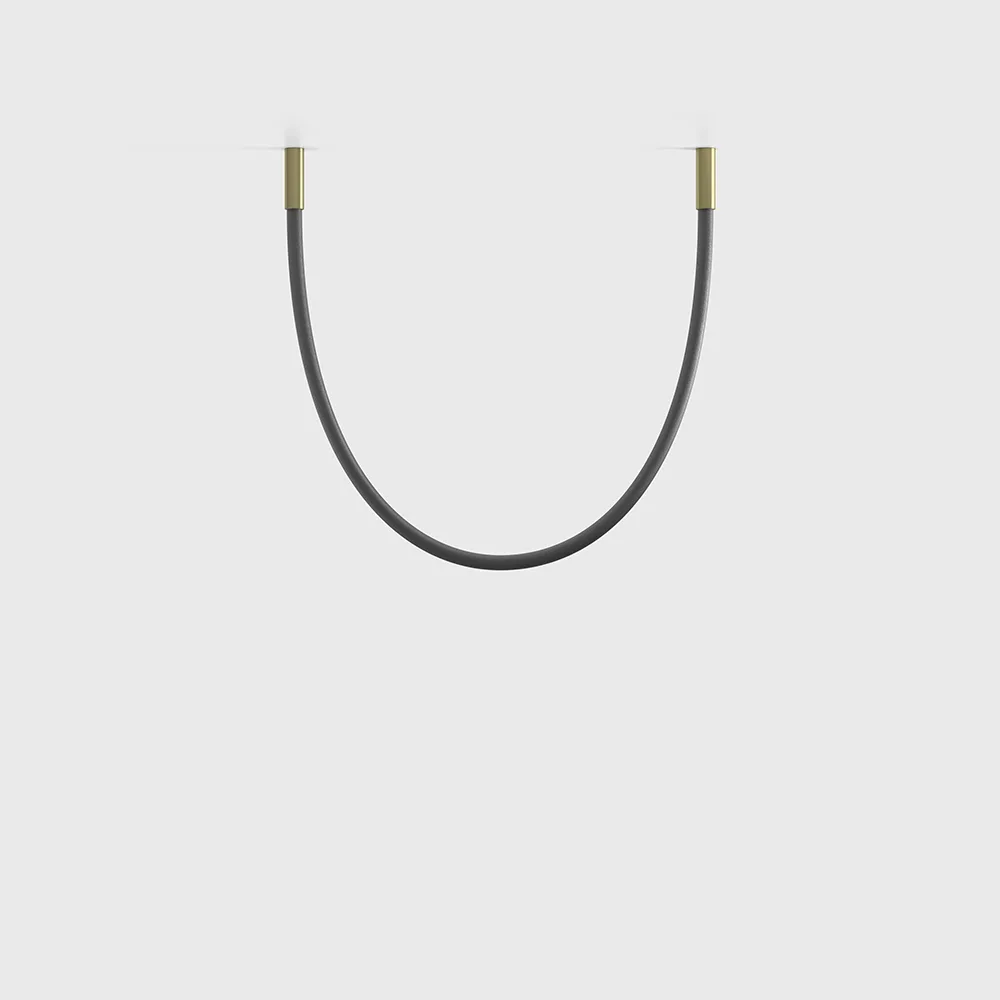 25B.3210.24.940.BR_1 Suspended luminaire with surface-mounted base SNAKE, D32mm, H90mm, L1500mm, LED 24W, 4000К, CRI>90, 1200Lm, IP44, driver 60W 24V included, surface base: brass color, mesh: black color - imagine 1