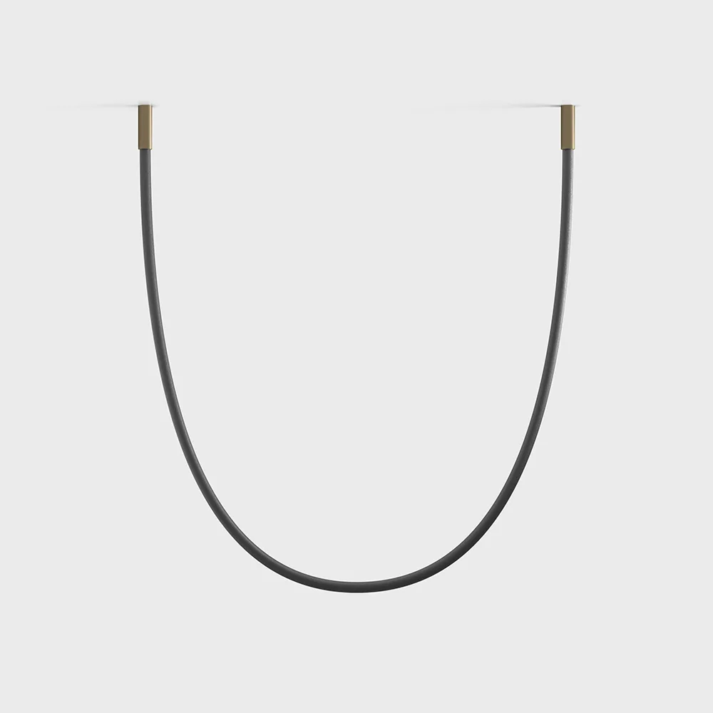 25B.3210.40.930.BZ_1 Suspended luminaire with surface-mounted base SNAKE, D32mm, H90mm, L2500mm,LED 40W, 3000К, CRI>90, 2000Lm, IP44, driver 60W 24V included, surface base: bronze color, mesh: black color — изображение 1