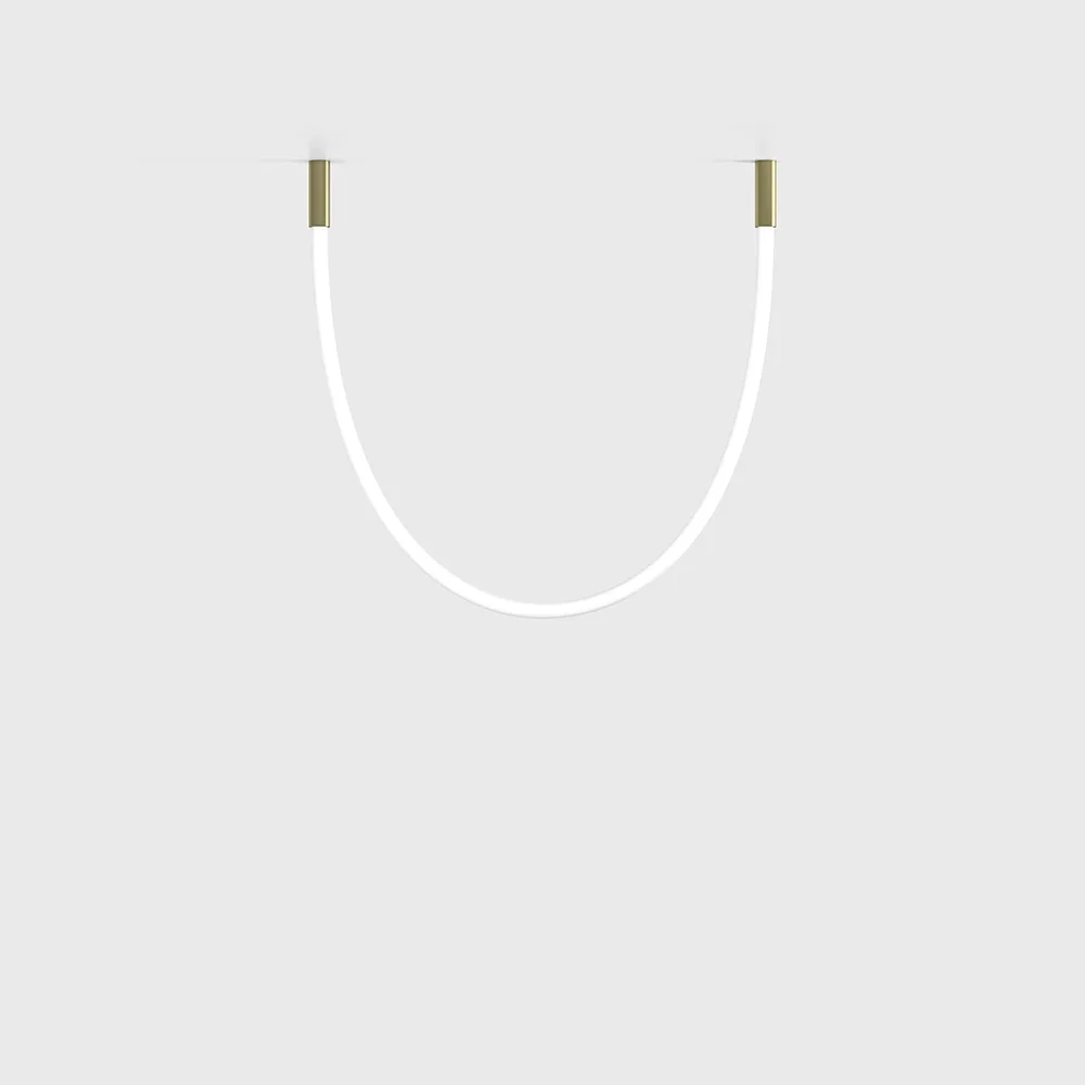 25W.3210.24.940.BR_1 Suspended luminaire with surface-mounted base SNAKE, D32mm, H90mm, L1500mm, LED 24W, 4000К, CRI>90, 1200Lm, IP44, driver 60W 24V included, surface base: brass color, mesh: white color - imagine 1