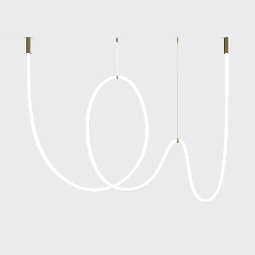 25W.3210.80.940.BZ_1 Suspended luminaire with surface-mounted base SNAKE, D32mm, H90mm, L5000mm, LED 80W, 4000К, CRI>90, 4000Lm, IP44, driver 100W 24V included, suspension kit: bronze (2psc include), surface base: bronze color, mesh: white color - imagine 1